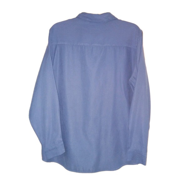 Sz L Crazy Horse Liz Claiborne Button Up Blue Shirt Women Collared office career - Picture 5 of 7